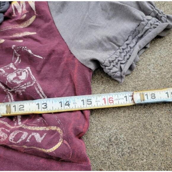 Vtg Y2k Claire la Faye x Harley Davidson Distressed Cut and Sew Babydoll Top Med - Picture 3 of 4